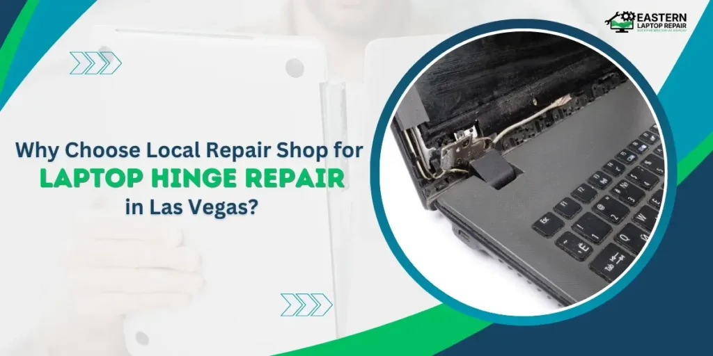 A close-up view of a damaged laptop hinge requiring laptop hinge repair in las vegas